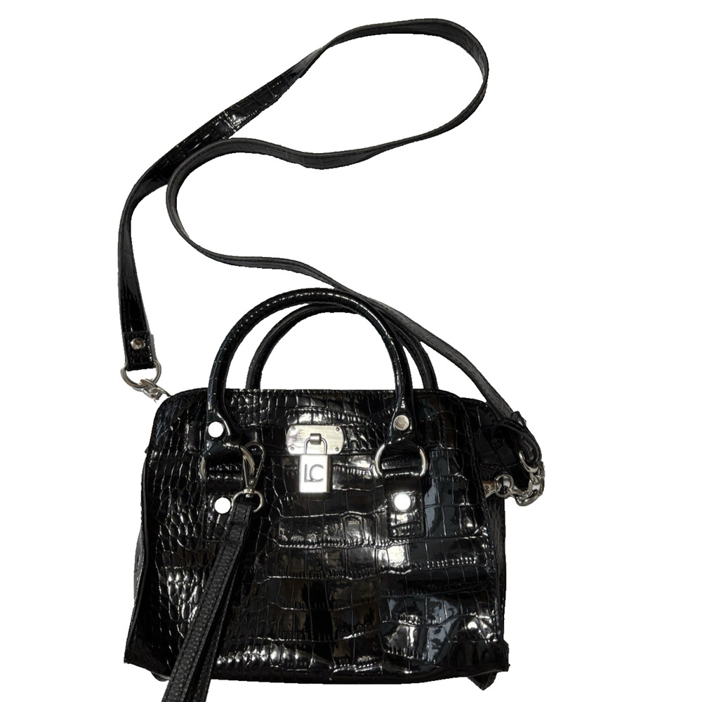 Liz Claiborne Small Shiny Black Patent Leather Purse Y2K Whimsigoth Fairy Grunge